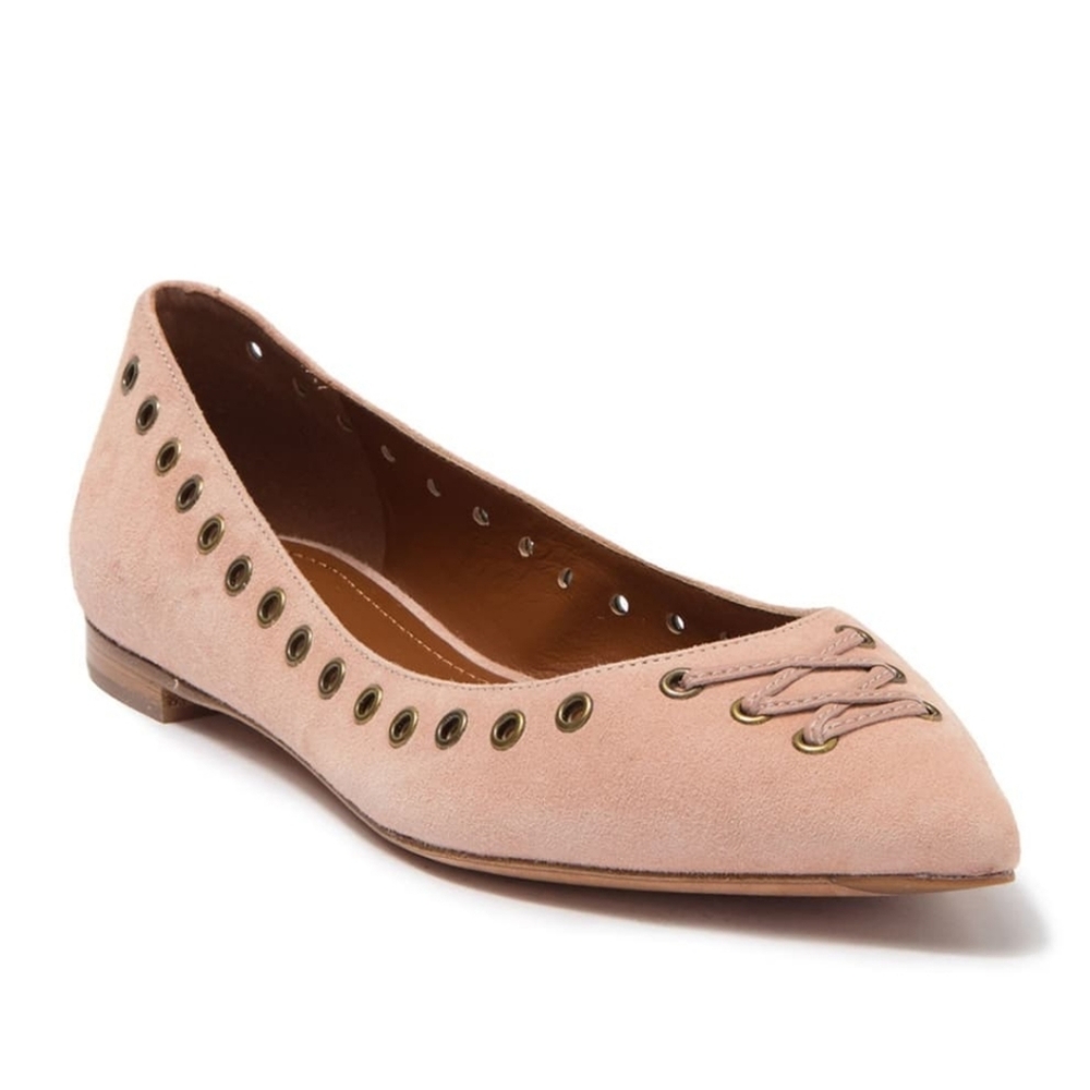 Coach| Blush "valerie" suede grommet flats